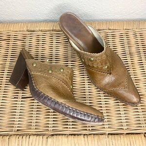 Frye Leather Studded Western Style Heeled Mule Size 7.5